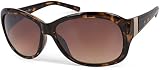 styleBREAKER Damen Oversize Sonnenbrille in Schmetterlingsform mit Verzierung aus Metall am Bügel, Verlaufsglas 09020062, Farbe:Gestell Braun Demi / Glas Braun