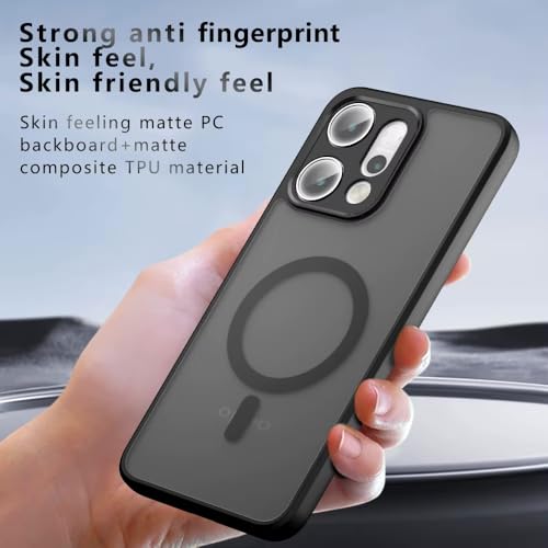 Image of Case for Oppo Reno 14 5G Back Cover Shockproof Translucent PC + Side Black TPU Bumper Protective Magnetic Support Case Cover (Oppo Reno14)