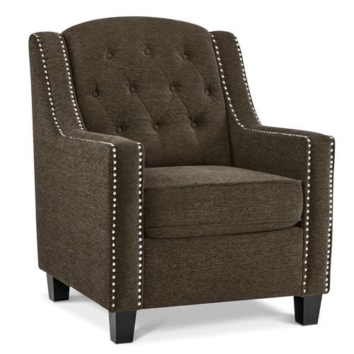 Sillón Moderno Chenille Marrón con Patas Altas miniatura 1
