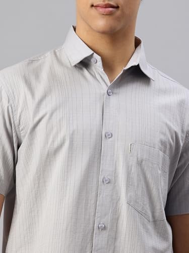 Image of Majestic Man Men's Pure Cotton Dobby Weave Checks Slim Fit Half Sleeve Casual Shirt