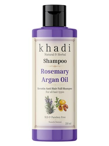 Image of Khadi Rosemary Argan Oil Keratin Anti Hair Fall Shampoo | Strengthening & Nourishing Formula | Khadi Natural Shampoo for Women & Men | Sulfate, SLS & Paraben Free 210 ml