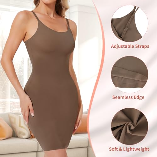 Image of Shapewear Slips for Under Dresses, Full Slip Dress for Women Tummy Control Body Shaper Seamless Shaping Dress