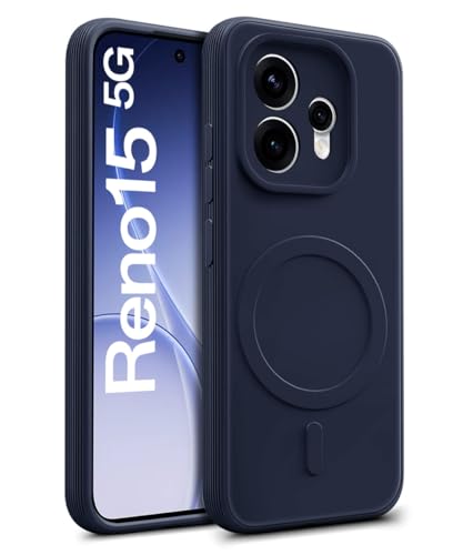 Image of WOW IMAGINE Back Case Cover for Oppo Reno 15 5G | Soft Matte Silicone MagSafe Design (MagSafe Not Supported) | Slim Fit & Shockproof | Camera Protection Bumper Cover (Blue)