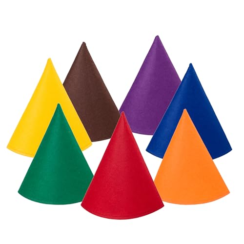Liatunou Men Women 7 Colors Felt Cone Hats, Colorful Gnome Costume Accessories Witch Dwarf Cone Hat for Adults Halloween Cosplay Christmas Birthday Party