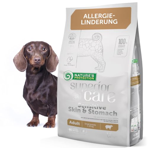 Nature's Protection Superior Care Trockenfutter für Hunde mit empfindlicher Haut und Magen - Hundefutter Trocken Getreidefrei für Kleine & Mini Rassen mit Lamm, Erwachsene Hunde, 1.5kg