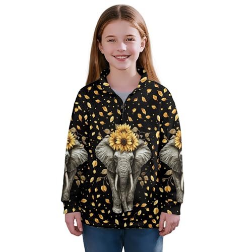 Image of AmzPrint Girls Graphic Quarter Zip Coat Long Sleeve Lightweight Oversized Athletic Running Hoodies For Kids Teen Girls