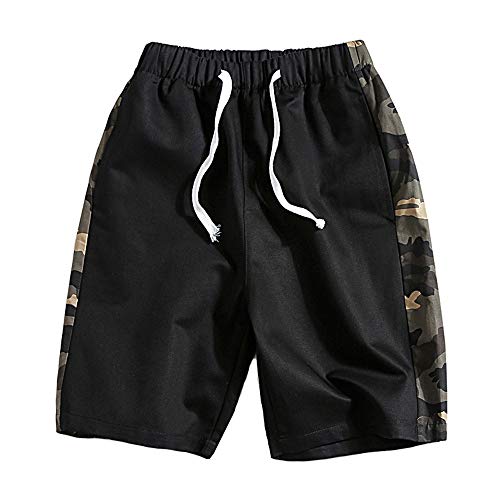 COPAUL Short de Jogging décontracté pour Homme, Motif Camouflage - Noir - 4XL