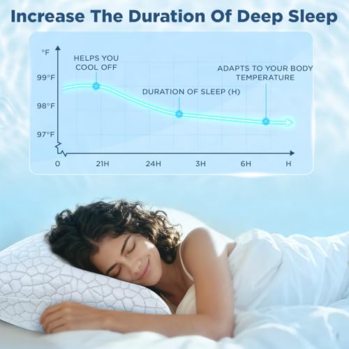 SUPA MODERN Cooling Pillows Queen Size Set of 2, Shredded Memory Foam Pillows for Sleeping 2 Pack, Adjustable Firm Bed Pillow for Side Back Stomach Sleepers, Cool Luxury Gel Pillow for Neck Support