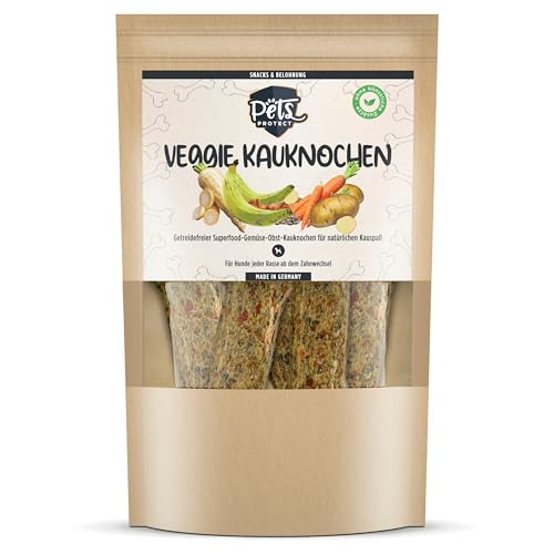 Pets Protect Veggie KAUKNOCHEN für Hunde 5 Stück | Deutsche Herstellung | 100% natürliche Zahnpflege & Zahnreinigung für den Hund | Leicht verdaulich | Hunde- Knochen glutenfrei & vegan