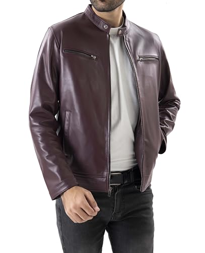 Image of Jild Classical Single Piece Lambskin Leather Jacket Men - Everyday Wear Snap Tab Collar Men's Motorcycle Leather Jacket
