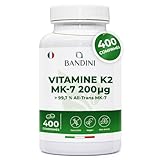 Bandini® Vitamine K2 MK7 400 Comprimés à Fort Dosage (+ 1 an) | 200 mcg Ménaquinone Pu...