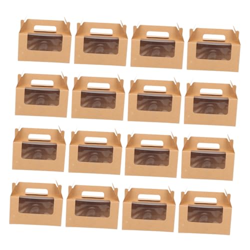 ABOOFAN 16Pcs Muffin Cake Box with Window Versatile Cupcake Packing Box for Egg Tarts and Desserts and for Parties and