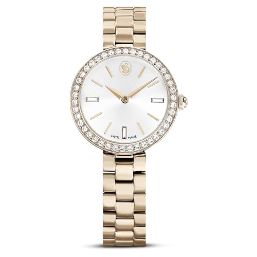 Swarovski Reloj Certa, Fabricado en Suiza, Brazalete de Metal, Tono Dorado, Acabado Tono Oro champán