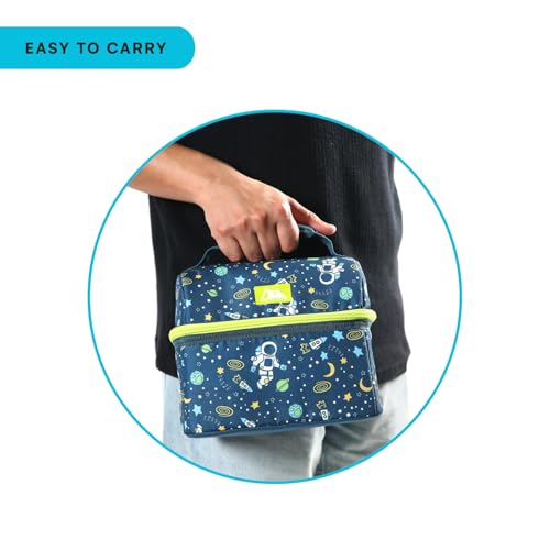 Image of Arctic Zone Kids Lunch Box Combo with Gel Ice Pack and Sandwich Container, 2 Compartment Insulated Bucket for Travel Lunch, Space Odyssey