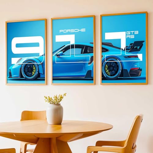 Image of kotart Big Sports Cars Framed Posters Gift Items for Boys Room Wall Decoration Bedroom Living Room Office Studio Decor | Car Poster Frame for Wall Decor Set Of 3 Size (19 X 25 inch)