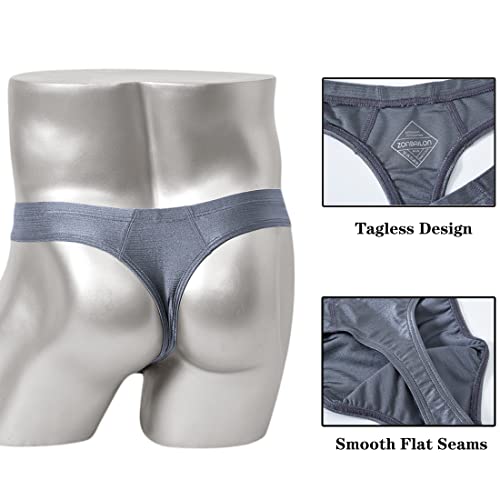 Zonbailon Thong Bikini For Men G String Pouch Swimwear Nylon Underwear Ice Male Undie Grey #TOP2