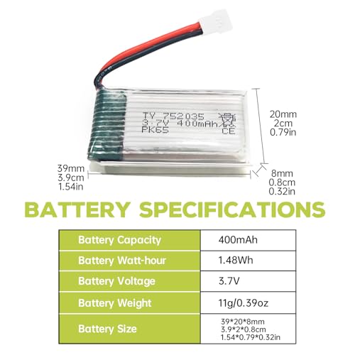 ZYGY 5Stück 3.7V 400mah Lithium Akku mit 5in1 Ladegerät für H99W H31 H6C H98 AT-96 TR-C385 TR-P51 TR-F22 RC Drohne (Rot)