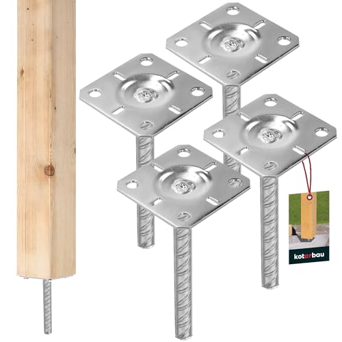 Pie de pilar acero galvanizado plata 100x100x200 mm soporte para poste KOTARBAU 2