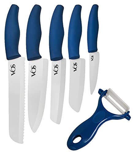 Vos 12 Pcs Knife Set With Covers -8" Bread Knife 7" Chef Knife 6.5" Cleaver Knife 6" Slicer Knife 5" Santoku Knife 4" Paring Knife And A Peeler #TOP1