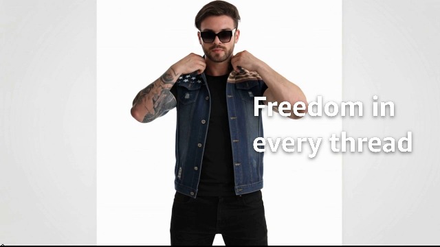 Idopy Men`s American Flag Retro Ripped Denim Jeans Vest Sleeveless