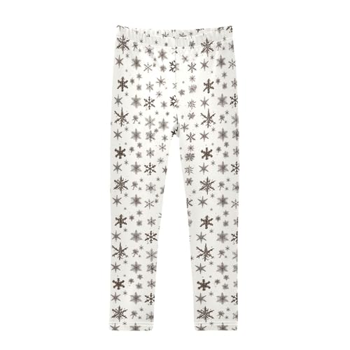 KLL Snowflake Black and White Background Toddler Baby Girl Cotton Leggings Stretch High Waisted Activewear Gym