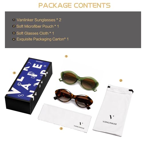 Image of VANLINKER Polarized Trendy Thick Oval Round Sunglasses for Women Retro Shades VL9825