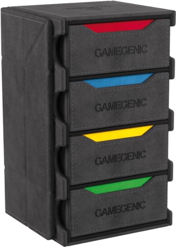 Gamegenic Tokens Lair - Premium All-in-One Token Box with Integrated Dice Tray for Ultimate Gaming Experience Multifunctional Storage for Game Tokens Dice and Accessories Black Color