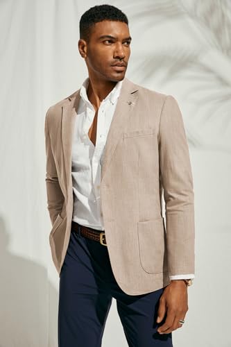 Image of PJ PAUL JONES Mens Casual Blazer Lightweight Linen Sport Coat 2 Button Unlined Suit Jackets