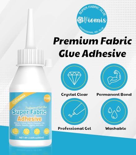 Viomis DIY06007-60ML-1 Fabric Glue, Permanent Clear Washable Clothing Adhesive thumb #1