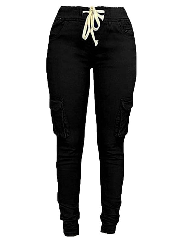 Andongnywell Womens Casual Relaxed-Fit Cargo Pants Multi Pocket Work Pants Ladies Drawstring Pockets Trousers