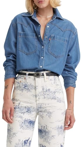 LEVIS Women's Woven Tops ATR Graphic Tee, Hm Ssnl Filll White, Large