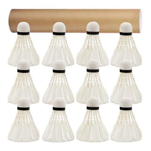 Feather Badminton Shuttlecocks - 12-Pack Birdiess Shuttlecock | High-Speed Training Balls Portable Outdoor Sports Equipment With Great Stability And Durability | Shuttle Balls For Indoor Outdoor Match
