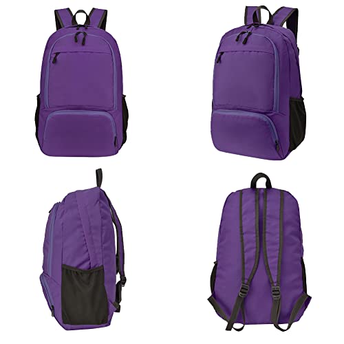 HYCOPROT 35L Packable Backpack Ultra Lightweight Foldable Rucksack Water Resistent Breathable Bag for Men Women Outdoor Camping Walking Hiking Climbing Travel Daypack (Purple-1) - Image 2