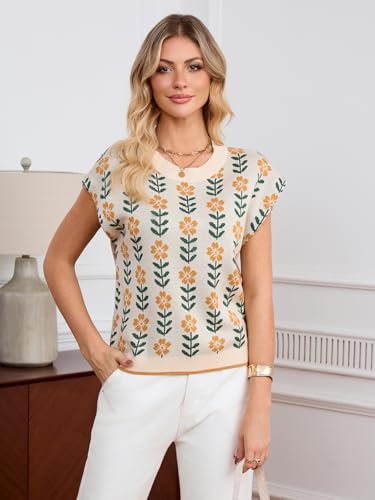 Image of GREAIDEA Womens Sleeveless Sweater Vest Crewneck Cap Sleeve Knit Tops Trendy 2026 Summer Spring Business Casual Shirts