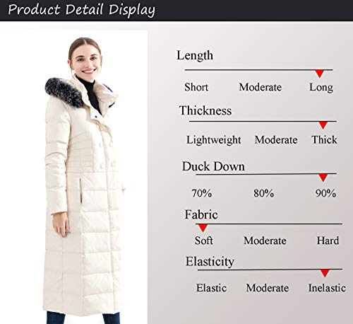 Obosoyo Women's Hooded Thickened Long Down Jacket Maxi Down Parka Puffer Coat (White, 2XL)