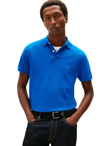 Image of Tommy Hilfiger Men's Short Sleeve Polo Shirts in Regular Fit With Stretch and Organic Pique Cotton