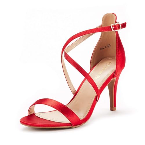 DREAM PAIRS Women's DOLCE Fashion Stilettos Open Toe Pump Heel Sandals 5.5 Red