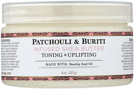 Nubian Heritage Shea Butter - 100 Percent Organic - Patchouli and Buriti - 4 oz - Gluten Free -