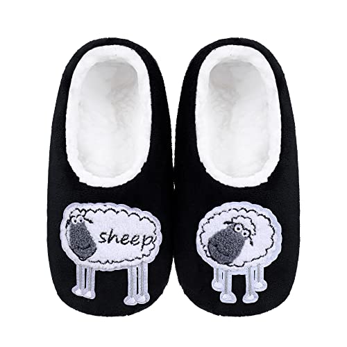 Image of ZYZX Cute Slipper Socks with Grips,Cozy Soft Sole House Slippers for Women | Animal Pattern Warm Safe Non Slip Fleece-lined Fluffy Fuzzy Socks Indoor for Adult,Easy to Wash,Gifts