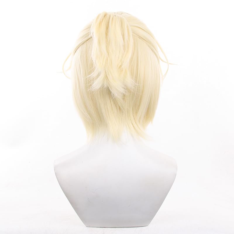 Short Curly Blonde Cosplay Wig Halloween Costume Party Wigs for Adult