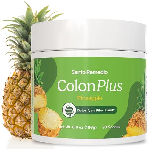 Santo Remedio Colon Plus Colon Cleanser Dietary Psyllium Husk Fiber and Probiotics Supplement 30 Servings Pineapple Flavor