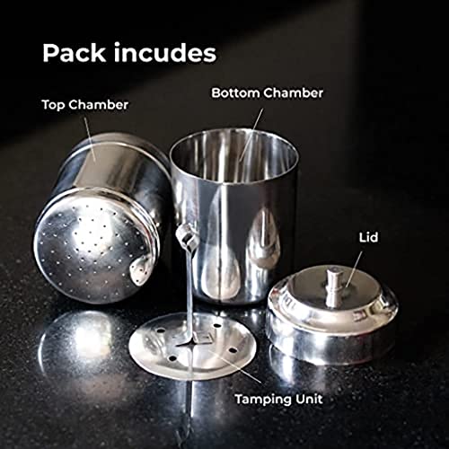 Image of Missippi 200 ml Stainless Steel South Indian Filter Coffee Maker /Drip Coffee maker- 200 ml capacity (3-4 cups)