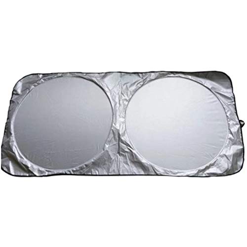 Vech Car Windshield Sunshade with Bonus Steering Wheel Cover Sun Shade. 170T Reflective Polyester Blocks Heat and Sun. Foldable Sun Shield That Keeps Your Vehicle Cool (60 x 27.5 in)