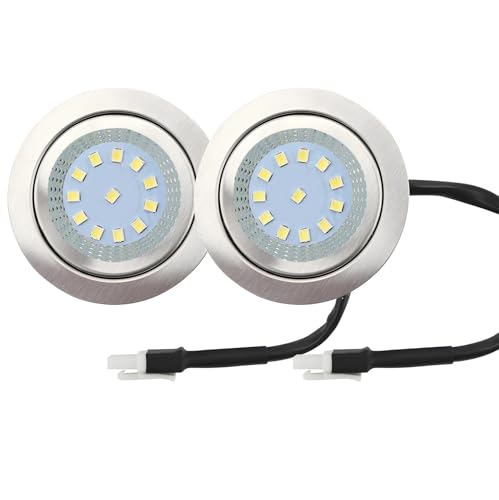 2ピース 12V 1.5W キッチンクッカー用煙換気扇電球 60mm穴 レンジフードランプ付き EL SMコネクタ 戸口キャビネットライト対応(With EL Connector)