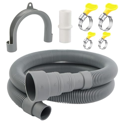 3.2 FT Universal Washing Machine Drain Hose, Drain Hose Extension Kit for Washer, Dishwasher, Dryers, Dehumidifier with 4 Hose Clamps, 1 U-Holder, 1 Adapter,...