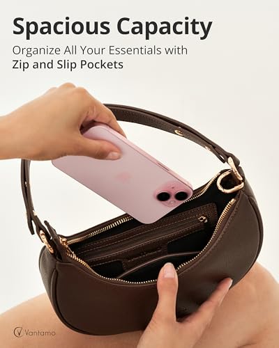 Vantamo Crescent Bags For Women with RFID Protection, Half Moon Clutch Purses for Women with Anti-Theft Clip for Extra Safety - Image 5