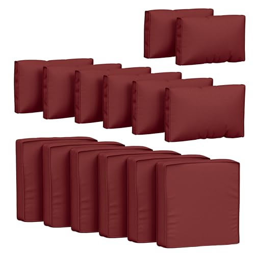 Pakunoda 14Pcs Outdoor Cushion Covers Waterproof Fade-Resistant with Zipper