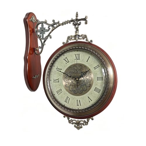 Image of Homestia Double Sided Wall Clock Vintage Style Silent Non-Ticking Clock
