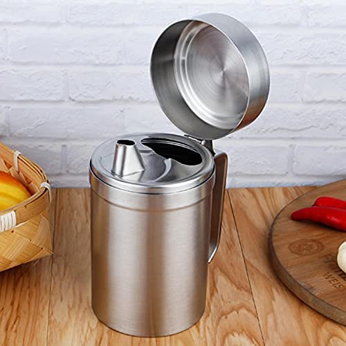 Olie Dispenser, Roestvrijstalen Huishoudelijke Keuken Handvat Olie Pot Fles Opslag Container met Deksel (1000ML) - Image 4