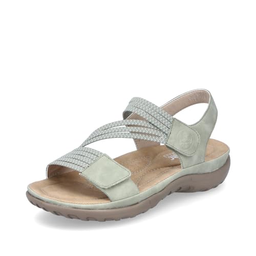 Rieker Femme Sandales 64870, Dame Sandales Fines,Chaussure d'été,Sandale d'été,Confortable,Plate,Vert (grün / 52),40 EU / 6.5 UK